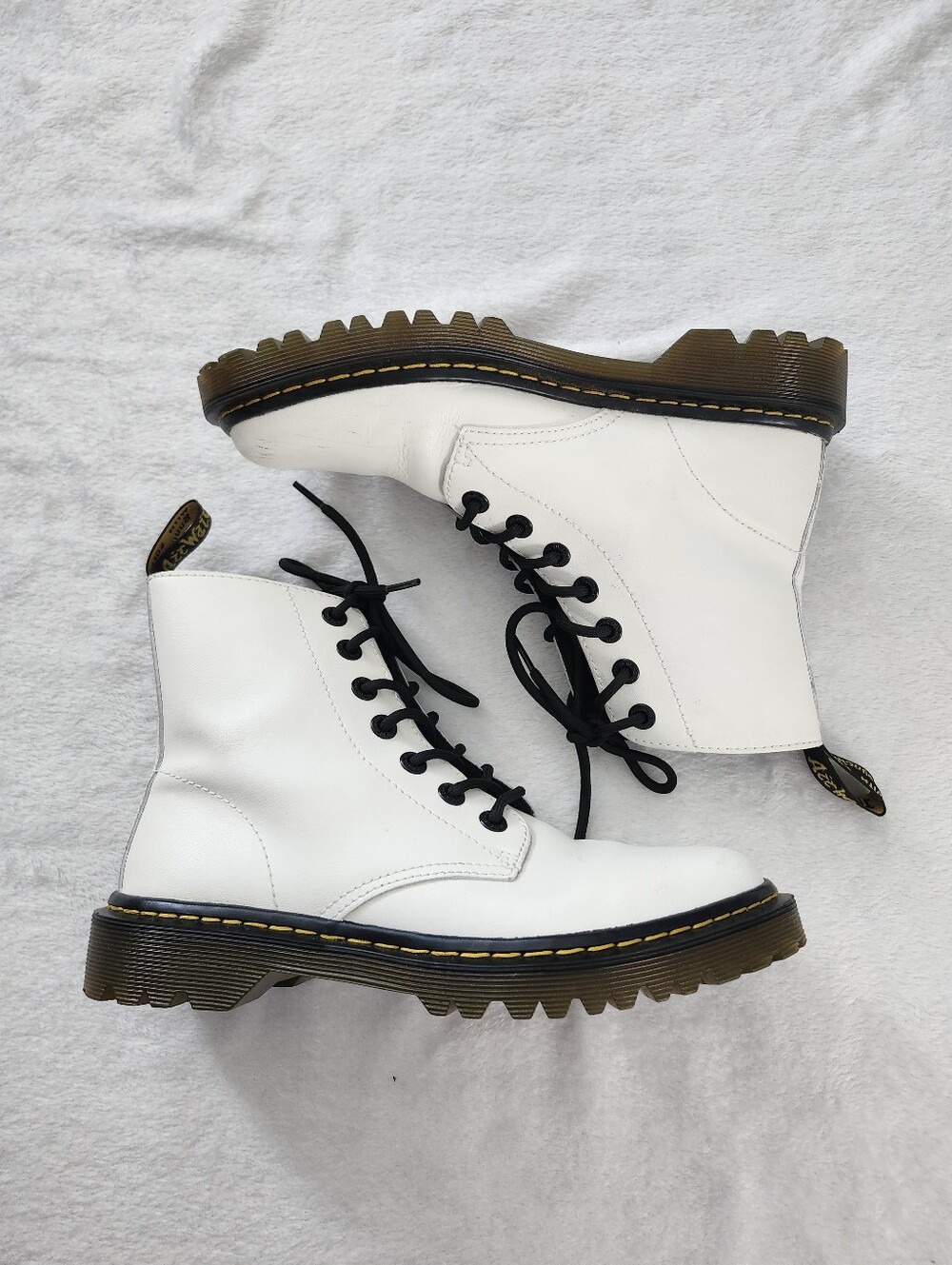 Dr. Martens Luana White Combat Moto Boots Size 8 | Grunge Alternative Edgy Chic